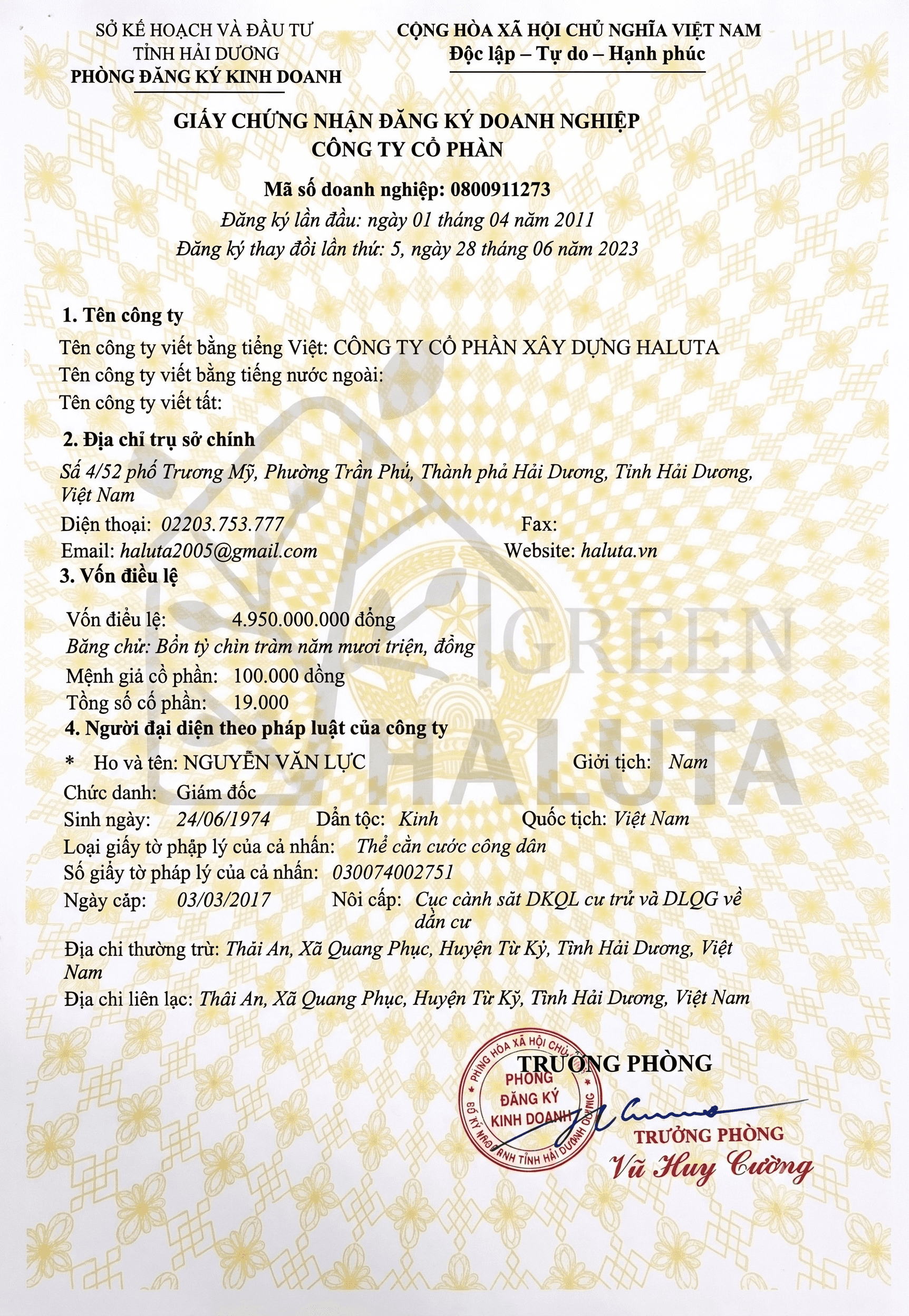 Haluta Green corporate and construction permits